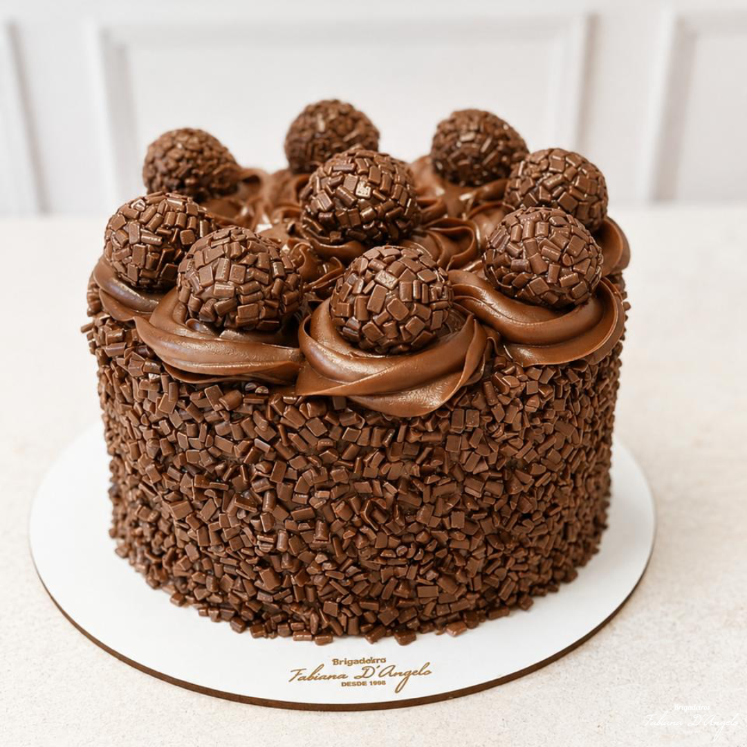 Bolo de brigadeiro com massa branca